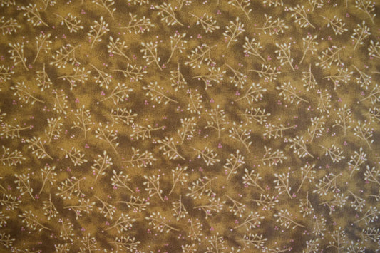 Oasis Fabrics - Peony Blossom Collection - Brown Leaves by the yard 2477