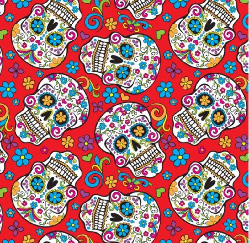 David Textiles, Inc - Folkloric Skulls by the yard 2806 Stitched by Jessi Rose