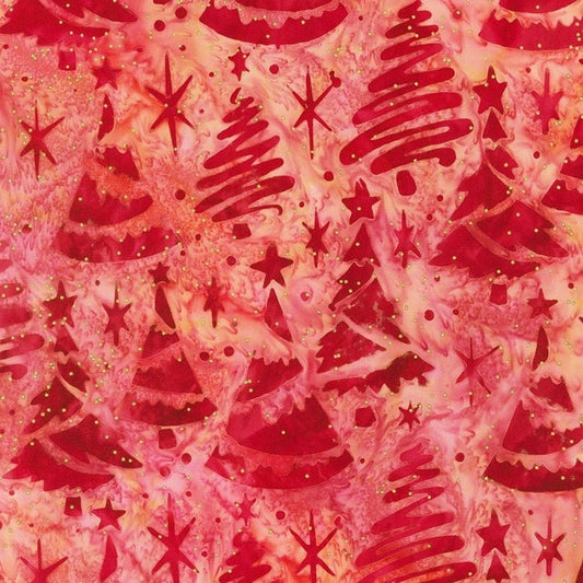 Robert Kaufman batik Christmastime - Strawberry by THE YARD