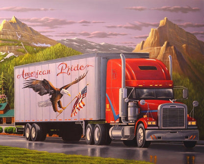 Trucking in the USA Eagle Flag By the Panel 36 x 43 inches American Pride