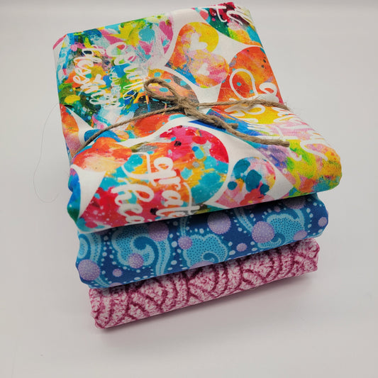 3-Yard Fabric Bundle - 1 Yard of Each of 3 Unique Fabrics -Curated and Specifically Designed for 3-Yard Quilt Patterns- 100% Cotton-64