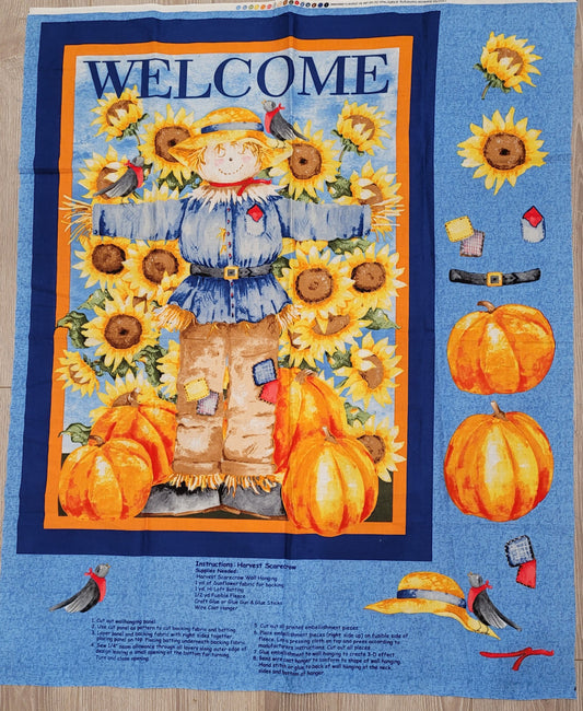 Scarecrow quilt fabric panel fall fabric panel