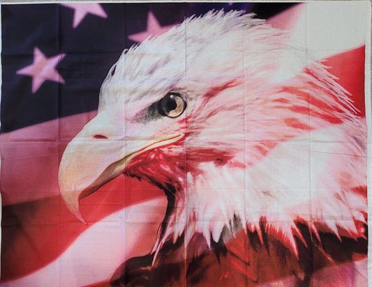 Eagle Head with Flag fabric panel, David Textiles, 34"x43"