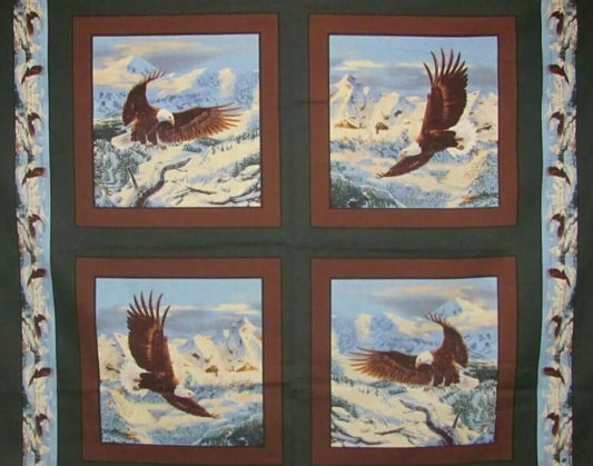 35" Fabric Panel - Springs Soaring High Eagle Pillowcase Scenes