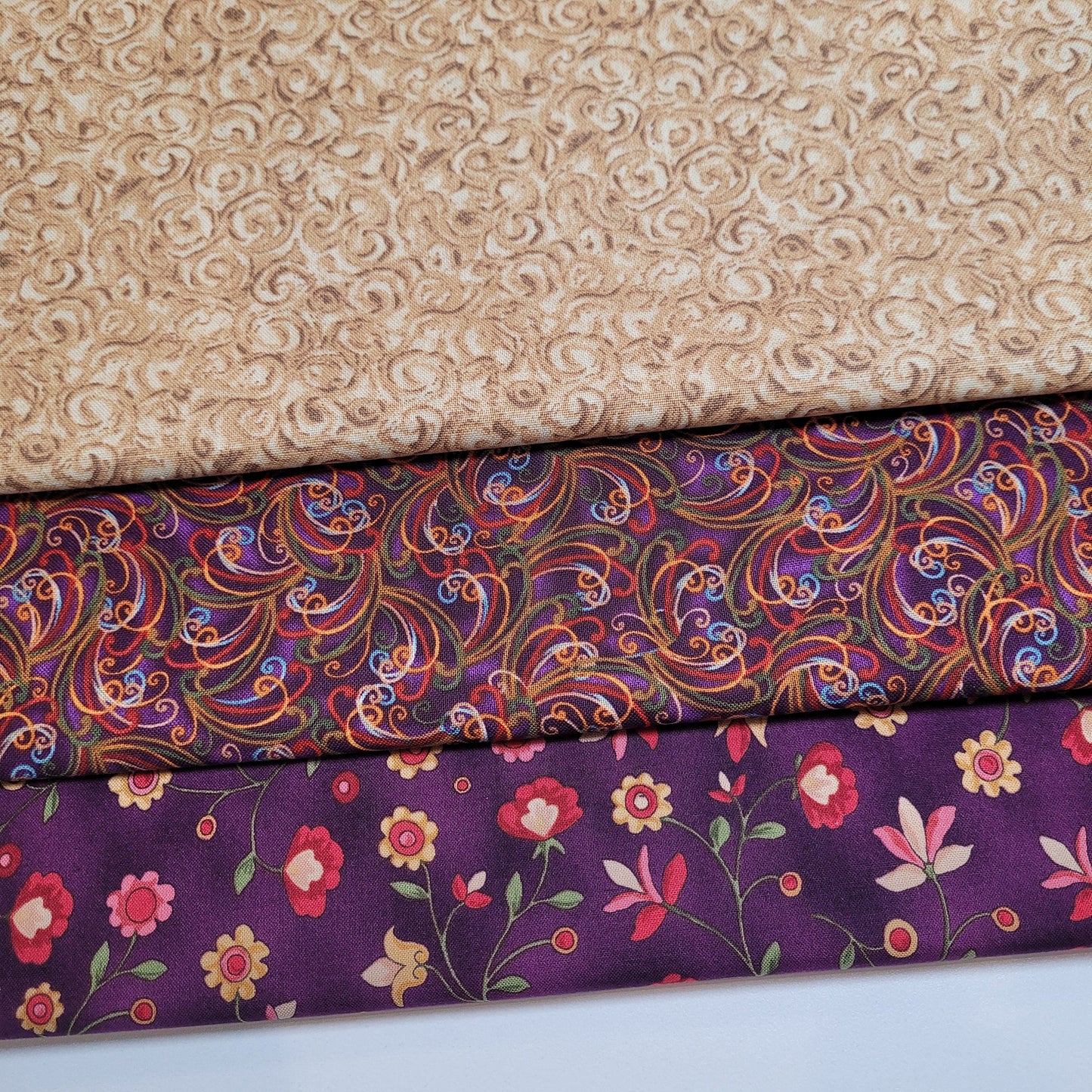 3-Yard Fabric Bundle - 1 Yard of Each of 3 Unique Fabrics -Curated and Specifically Designed for 3-Yard Quilt Patterns- 100% Cotton-20