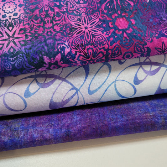 3-Yard Fabric Bundle - 1 Yard of Each of 3 Unique Fabrics -Curated and Specifically Designed for 3-Yard Quilt Patterns- 100% Cotton-12