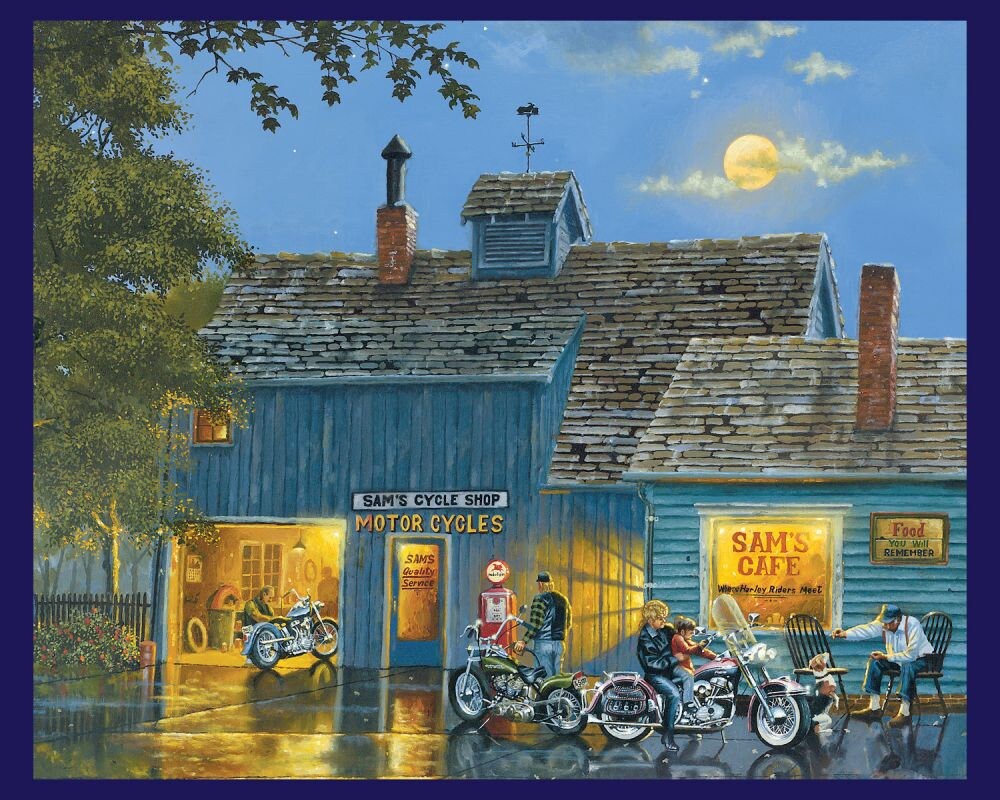 Sam's Place Motorcycle fabric quilt panel 36"×44"