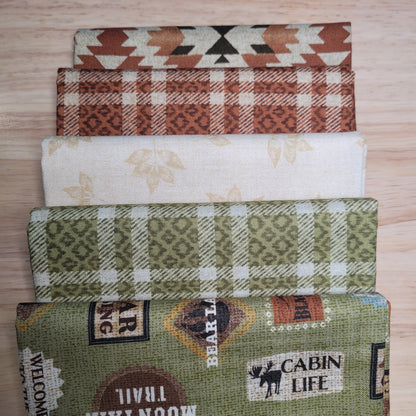 Fat quarter bundle, Michael Miller cabin fabric, 5 fat quarters.