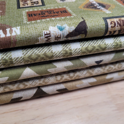 Fat quarter bundle, Michael Miller cabin fabric, 5 fat quarters.