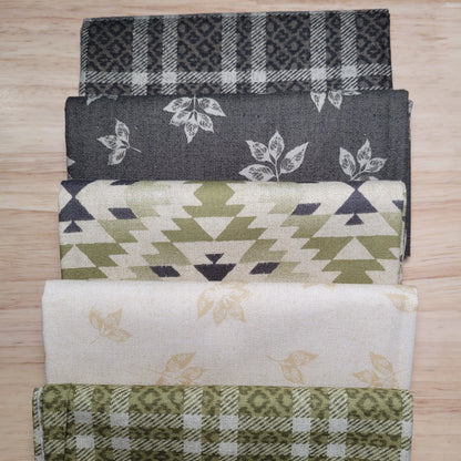 Fat quarter bundle, Michael Miller cabin fabric, 5 fat quarters.